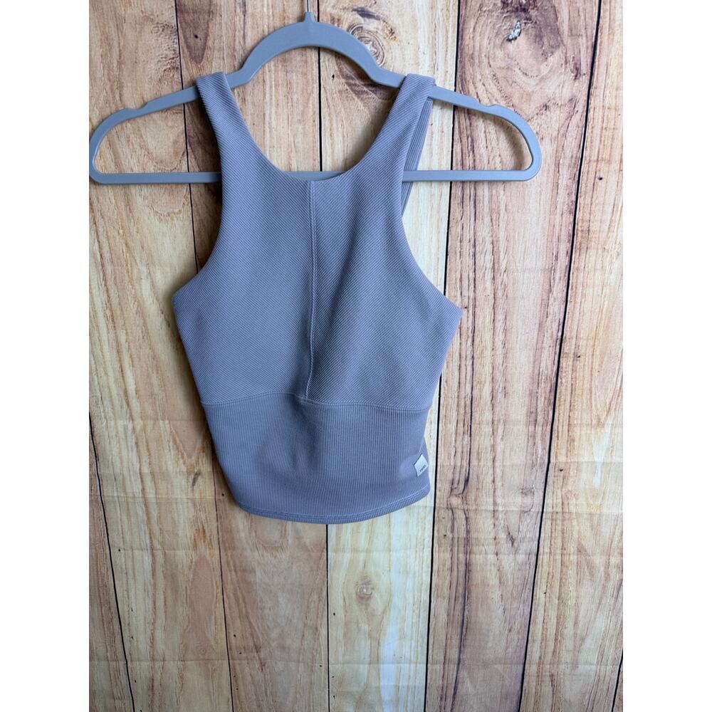 Vuori Ribbed Cropped Tank With Shelf Bra Women's Size Xs